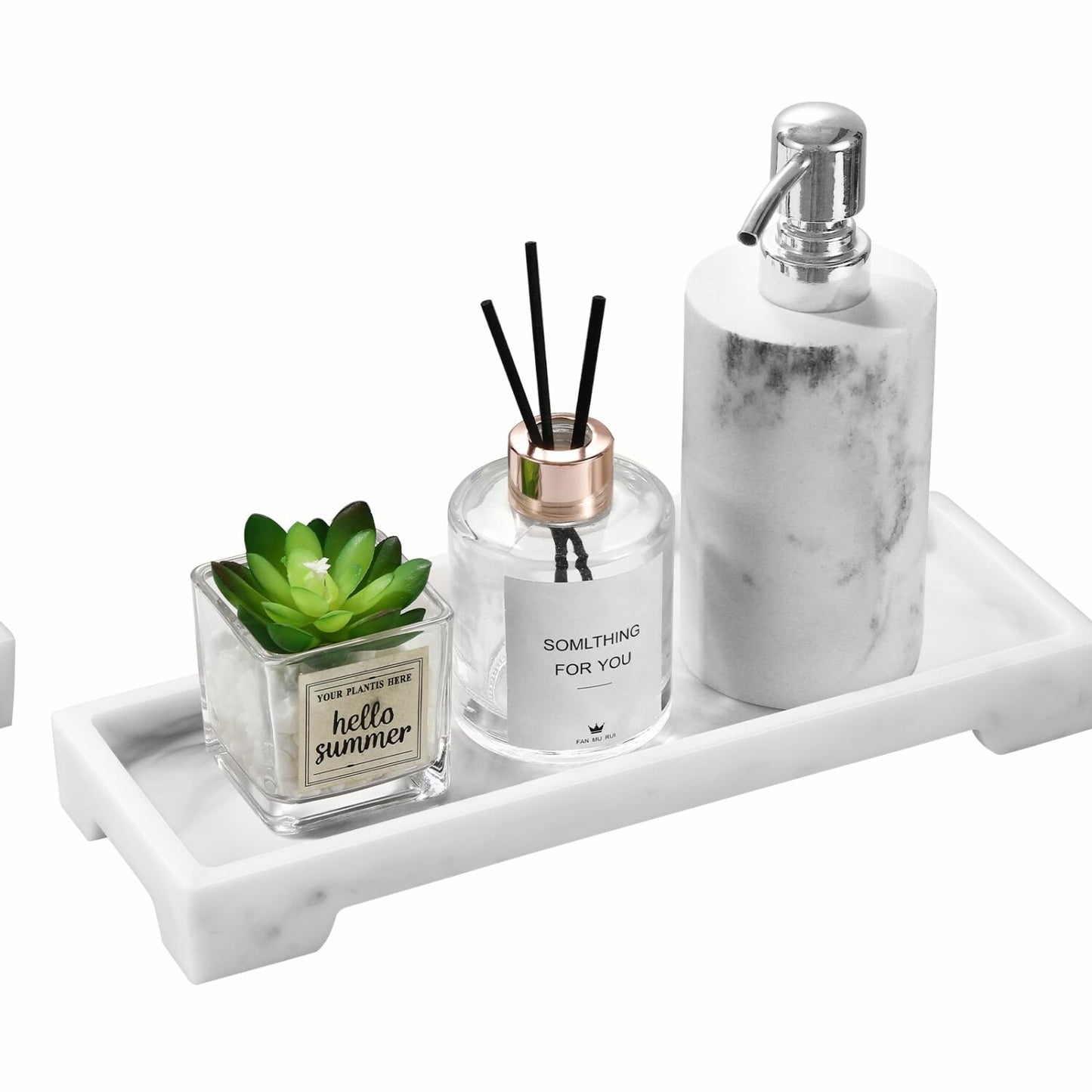 Rectangular Resin Bathroom Vanity Tray White 11" x 4"