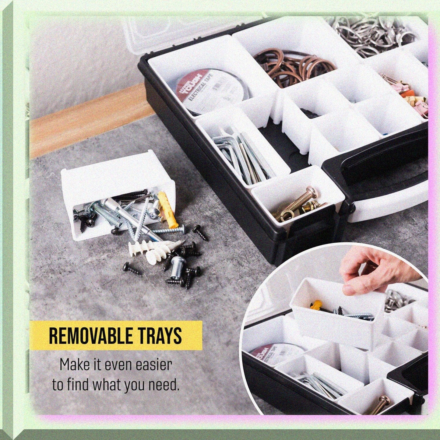 Black and White Plastic Organizer for Beads, Bolts, Screws, Wax Seals, Tackle