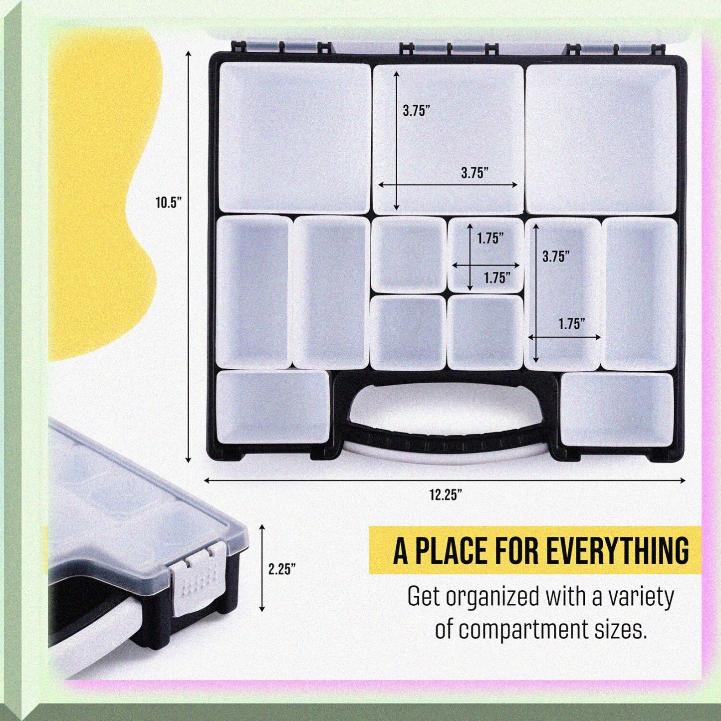 Black and White Plastic Organizer for Beads, Bolts, Screws, Wax Seals, Tackle