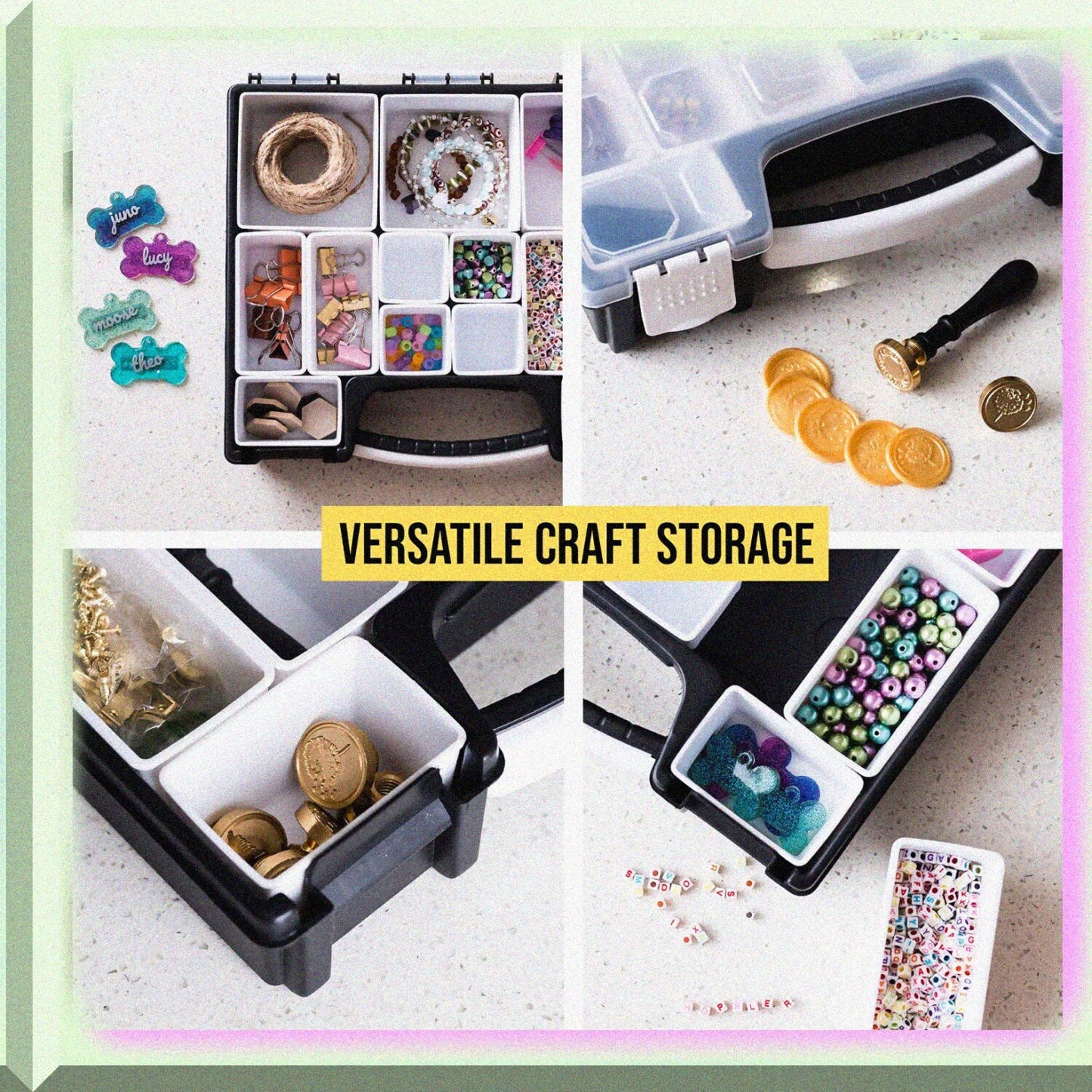 Black and White Plastic Organizer for Beads, Bolts, Screws, Wax Seals, Tackle