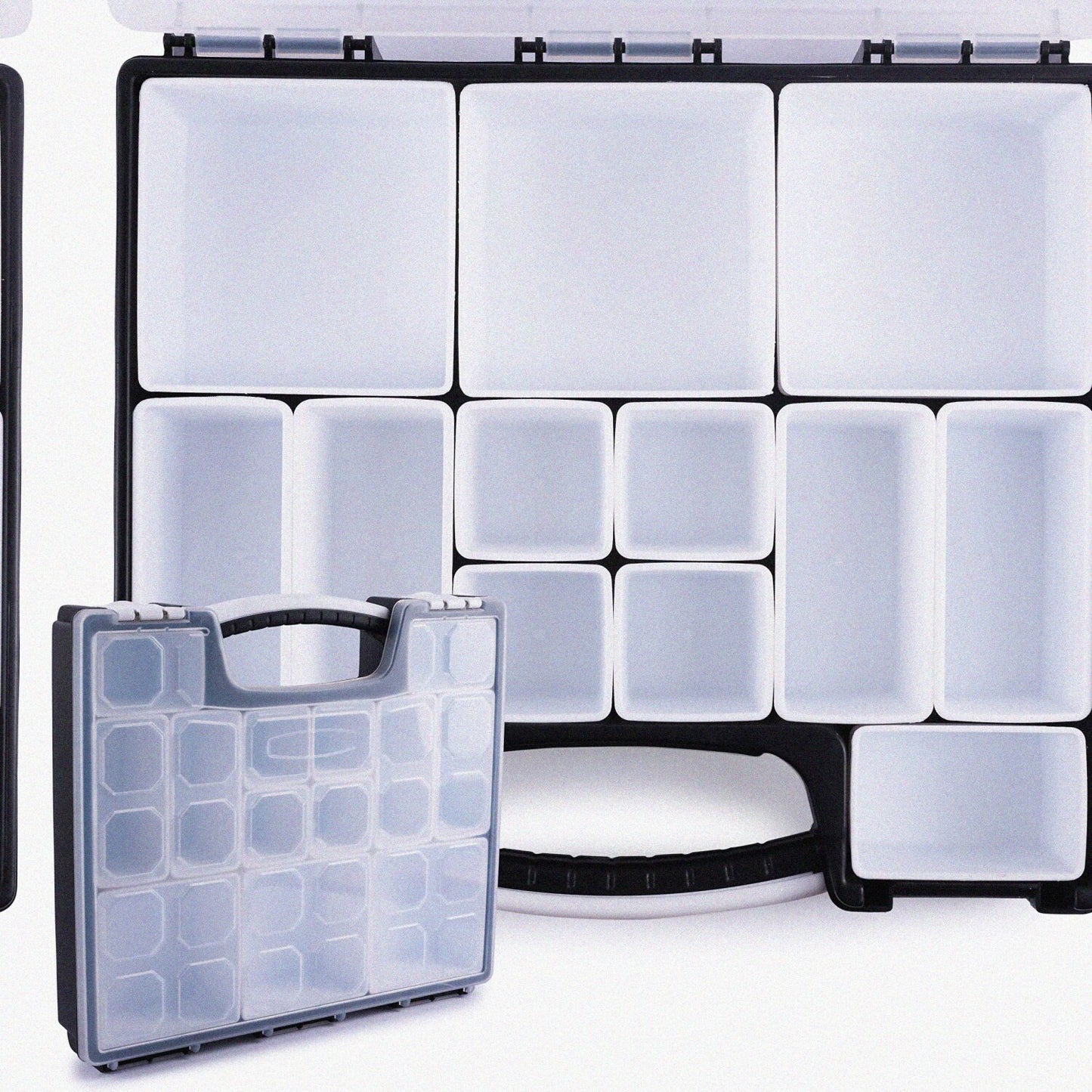 Black and White Plastic Organizer for Beads, Bolts, Screws, Wax Seals, Tackle