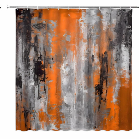 Abstract Orange Shower Curtain with Hook, Multiple Sizes