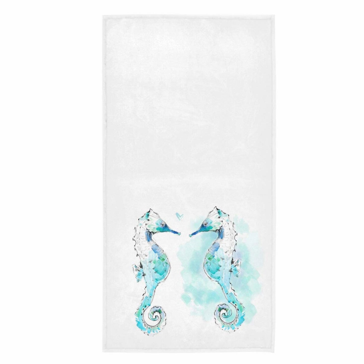 White Seahorse Guest Hand Towels 16x30 Inches