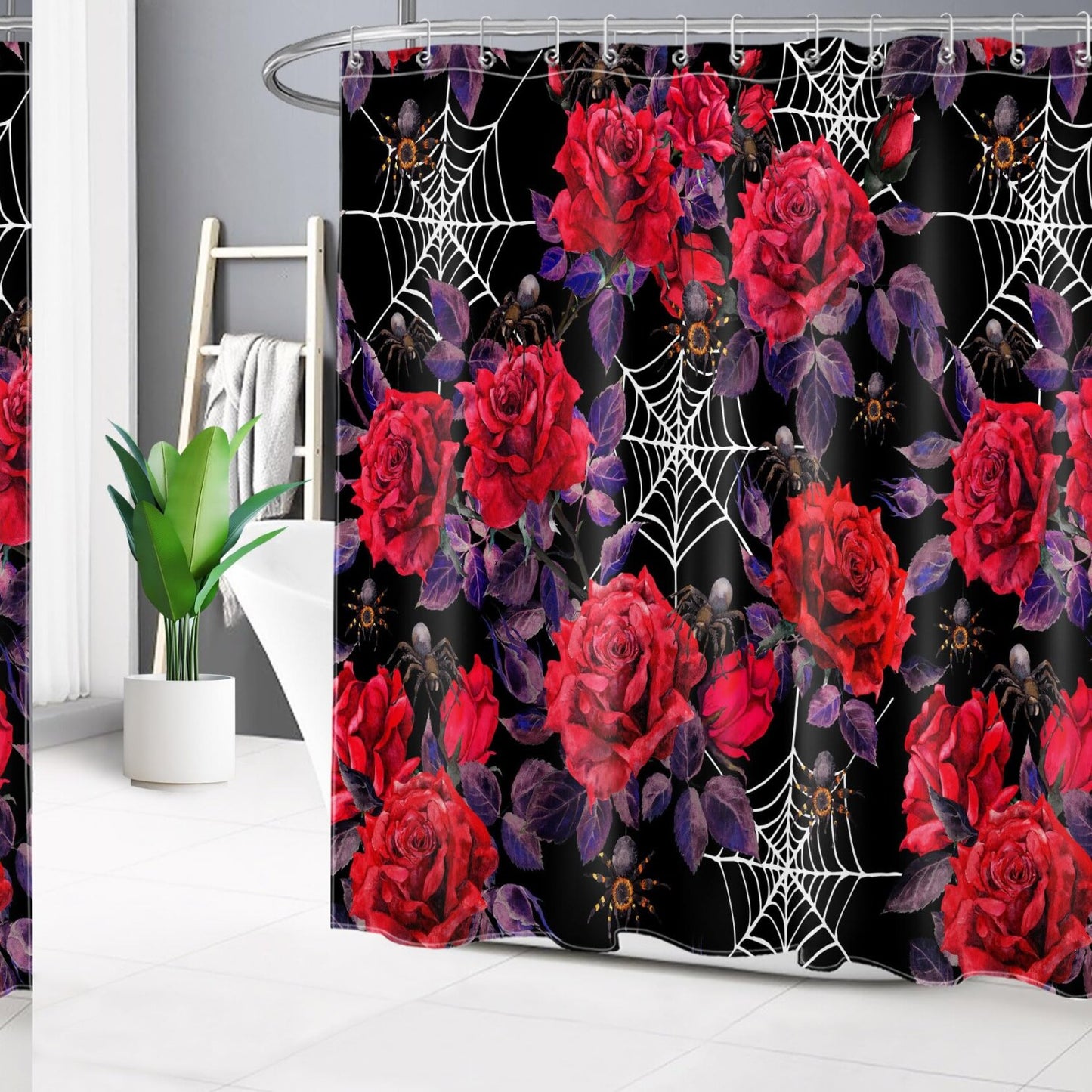 Vintage Rose Red Floral Shower Curtain 72x72 Inch