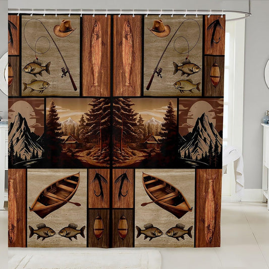 Fish Shower Curtain for Kids 72"x84" Brown