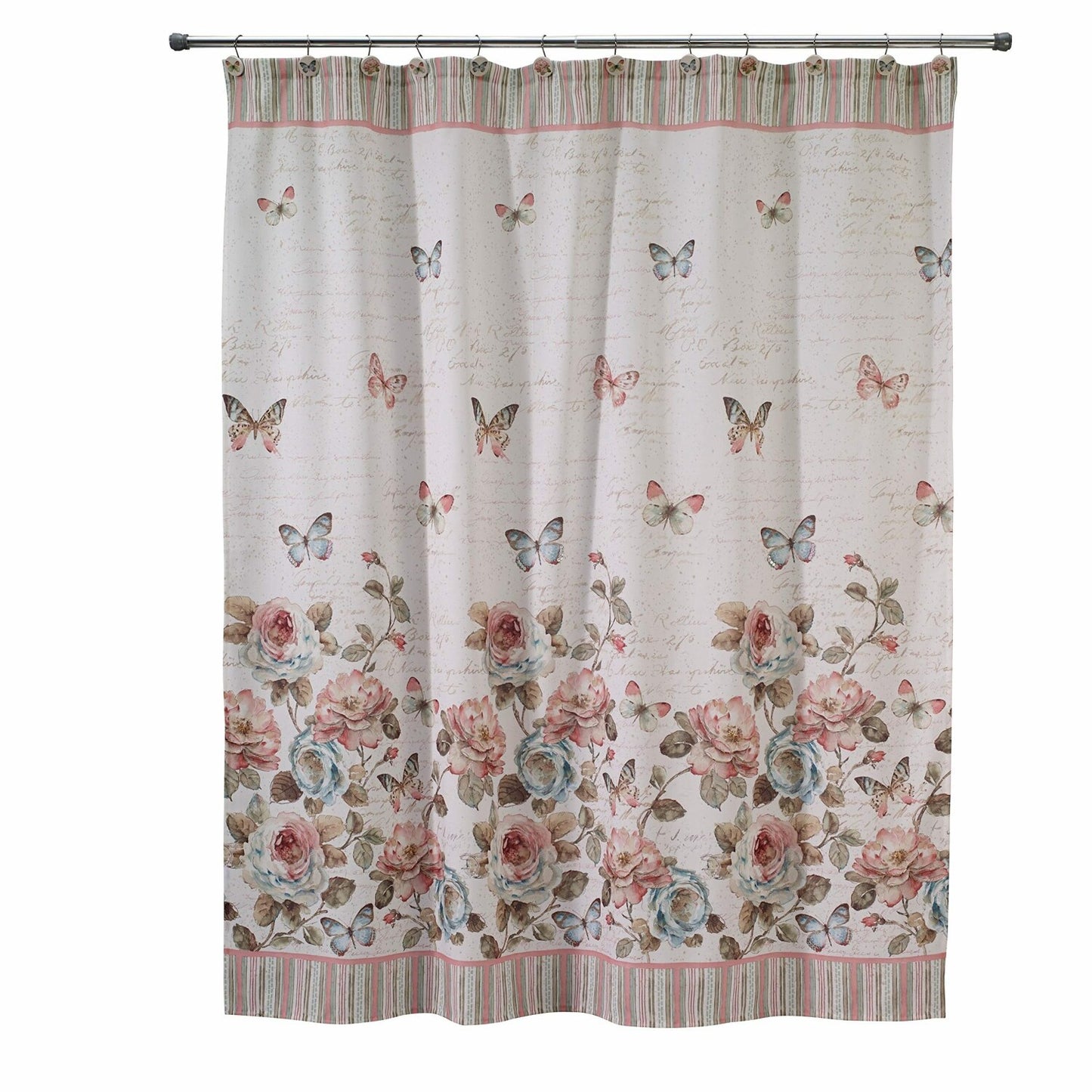 Fabric Shower Curtain Butterfly Garden Collection