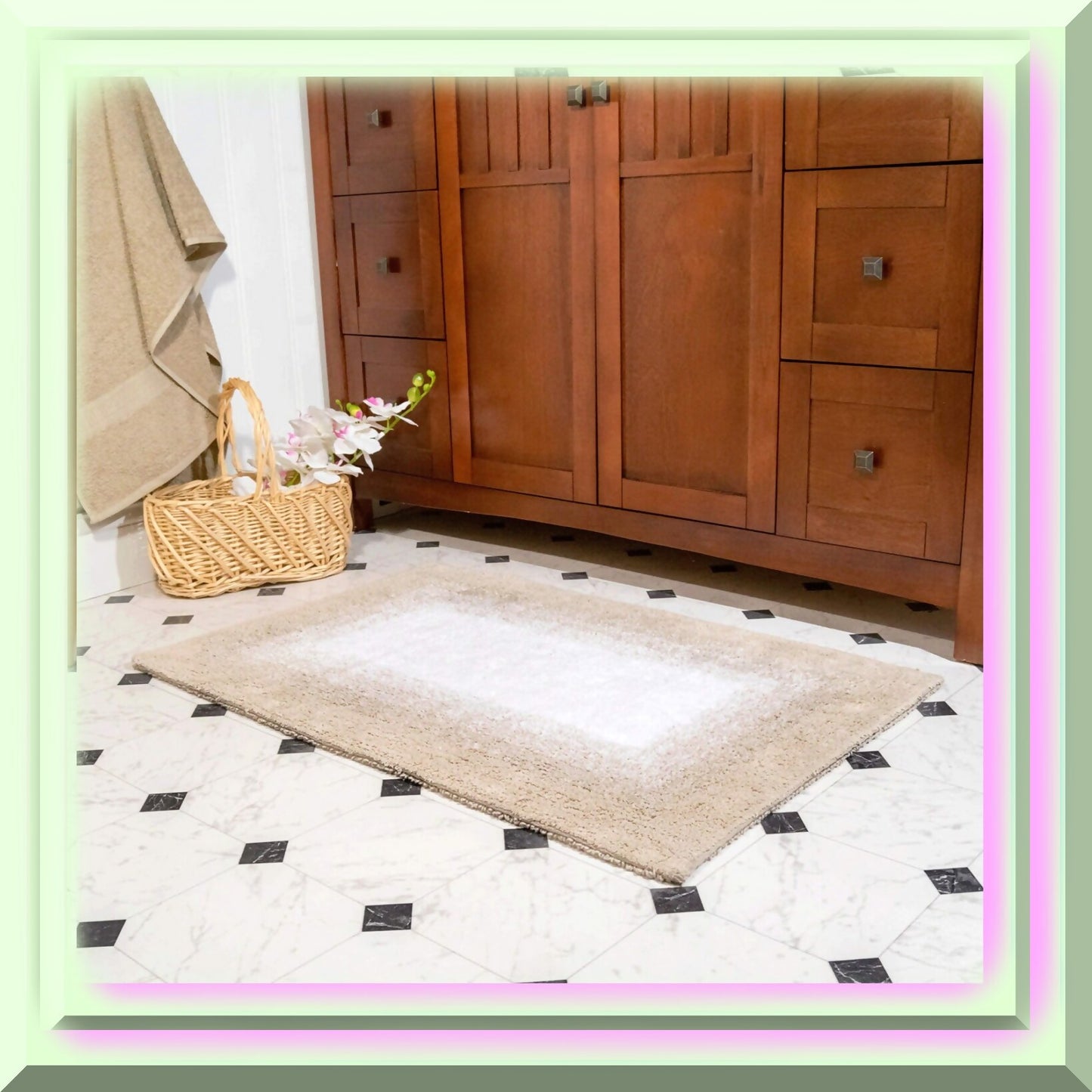 Reversible 2-Piece Bath Rug Set Beige