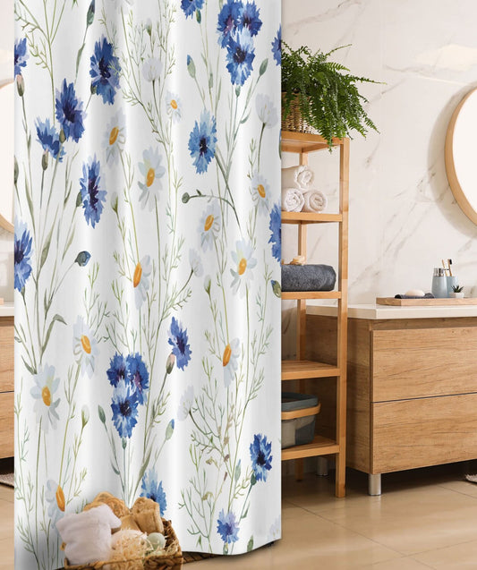 Watercolor Flower Stall Shower Curtain 36x72 Green