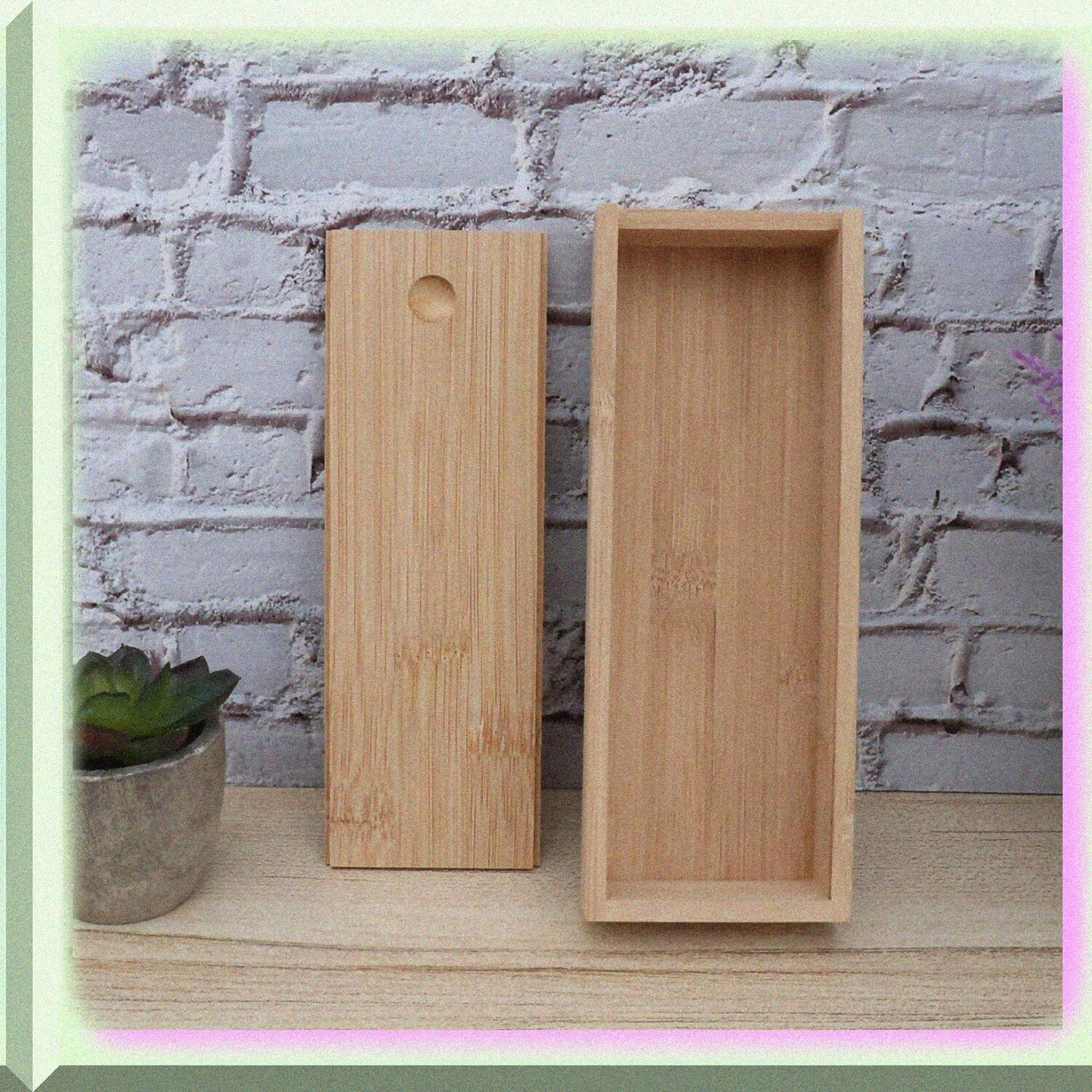 Wooden Pencil and Brush Storage Box 7.4x2.8x1.2 inches