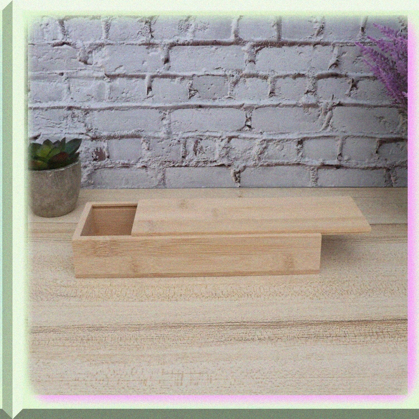 Wooden Pencil and Brush Storage Box 7.4x2.8x1.2 inches