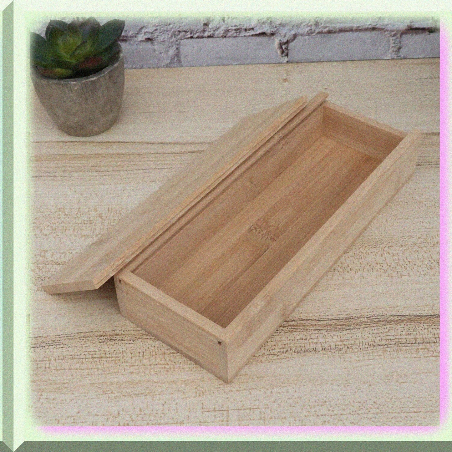 Wooden Pencil and Brush Storage Box 7.4x2.8x1.2 inches