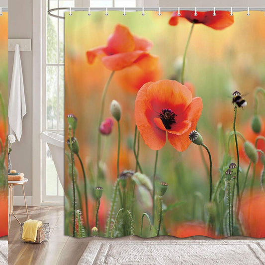 Poppy Floral Shower Curtain 72x72 Inch