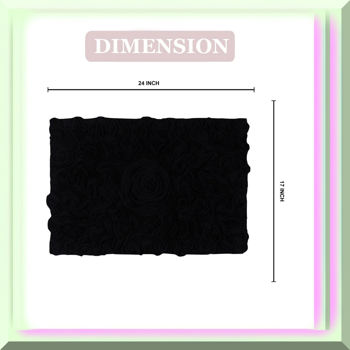 17"x24" Black Cotton Tufted Bath Rug