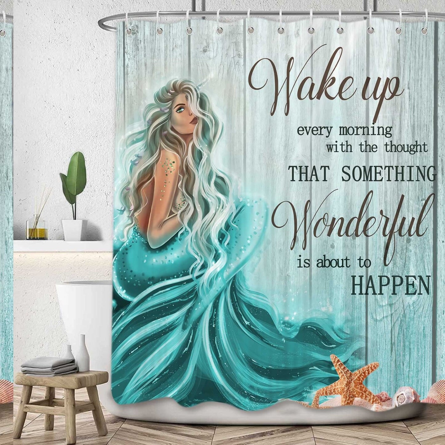 Teal Mermaid Shower Curtain 60x72 inches