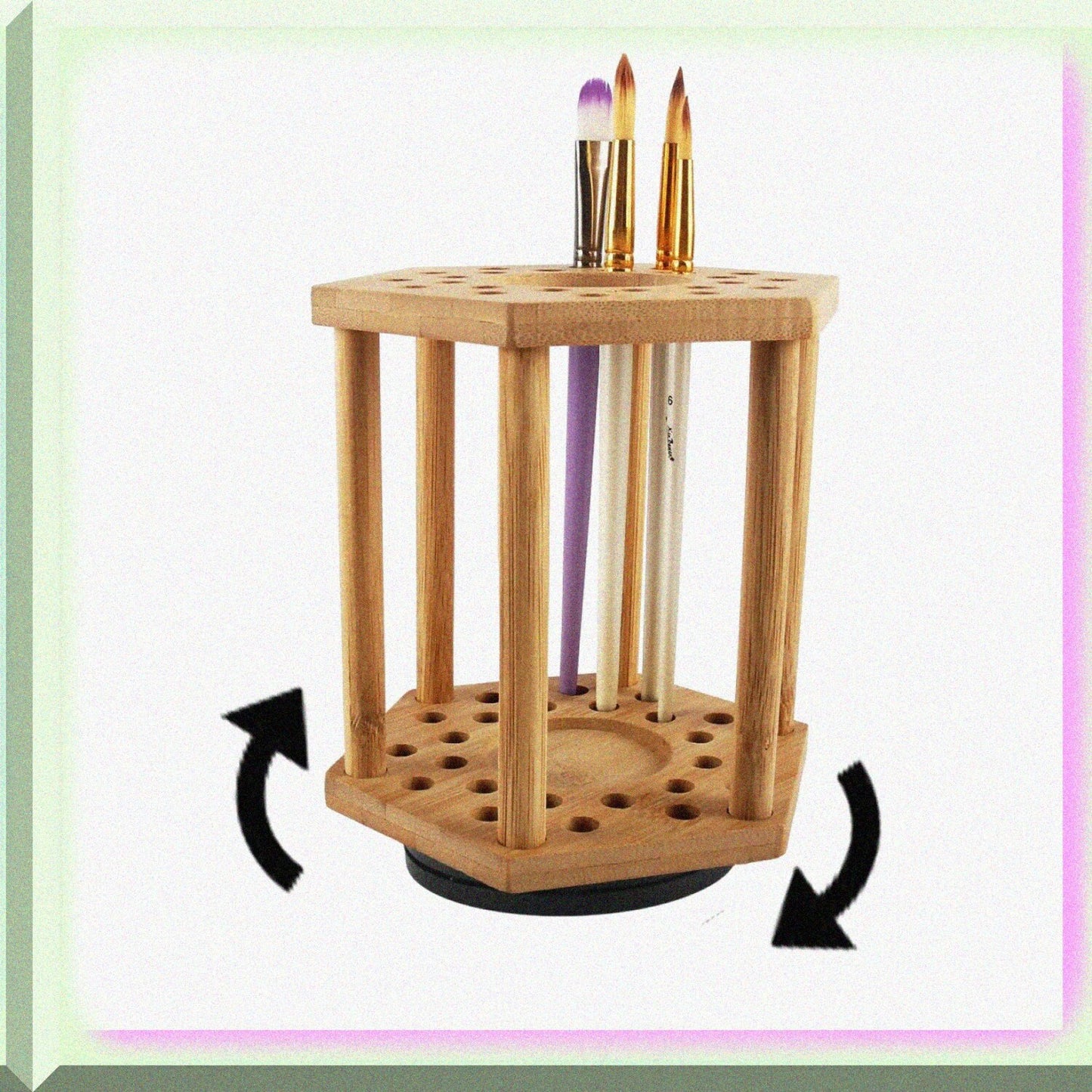 Bamboo Paint Brush Holder with 24 Holes