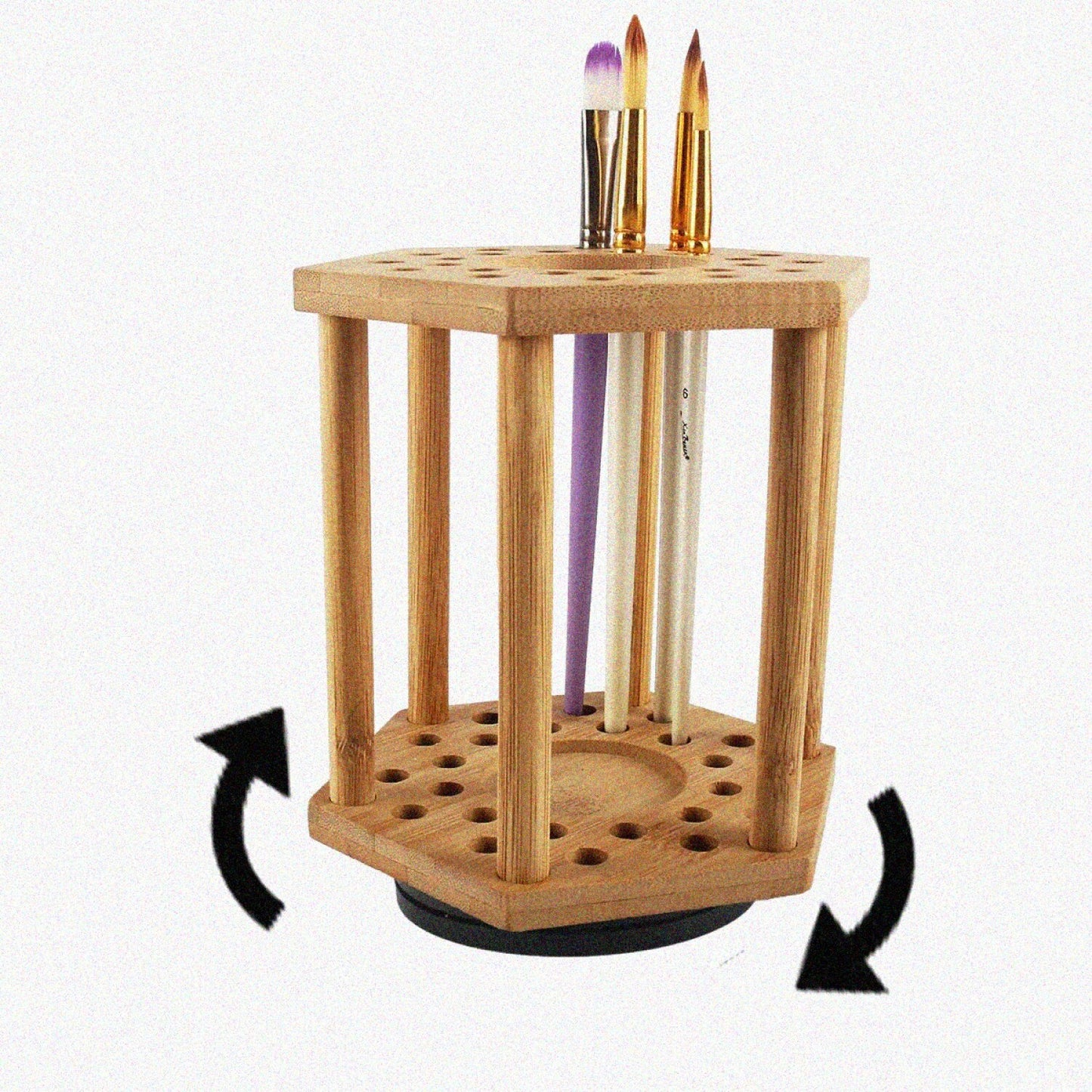 Bamboo Paint Brush Holder with 24 Holes