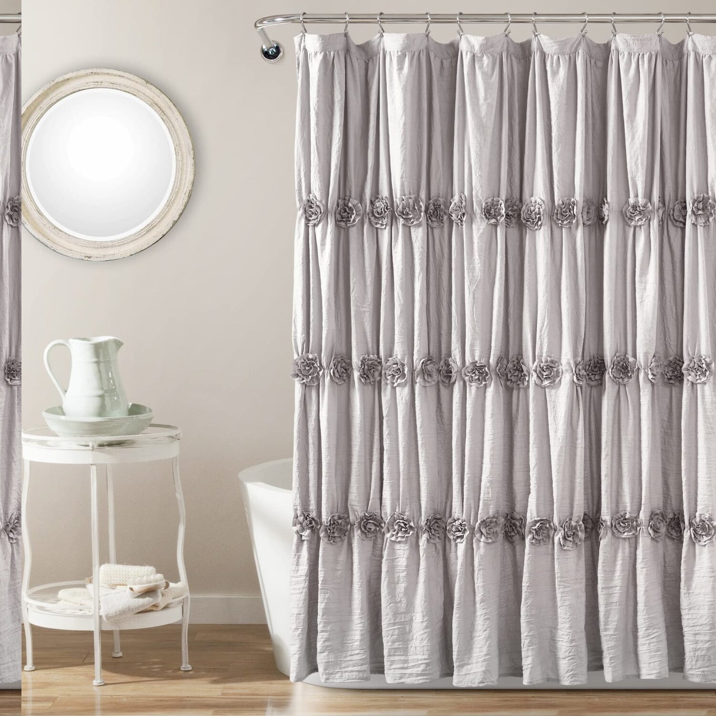 Rosettes Gray Shower Curtain 84x72 Inches
