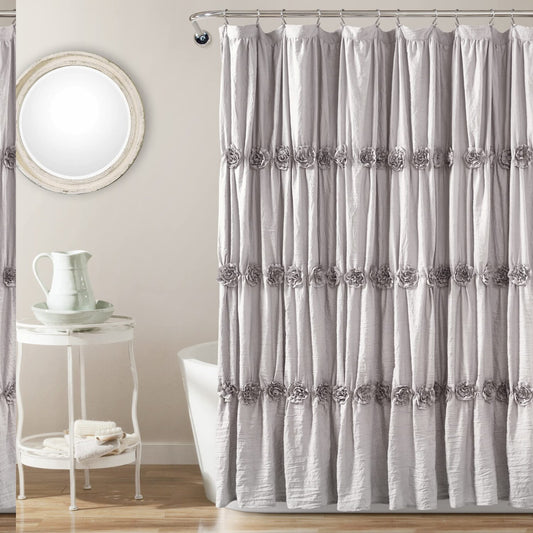 Rosettes Gray Shower Curtain 84x72 Inches