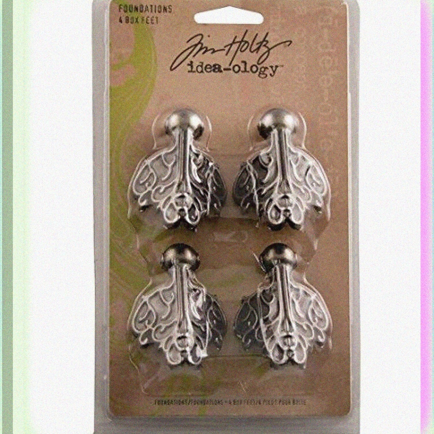 Foundations Metal Box Feet 1-1/2 x 2 Inches Antique Nickel 4 Pack