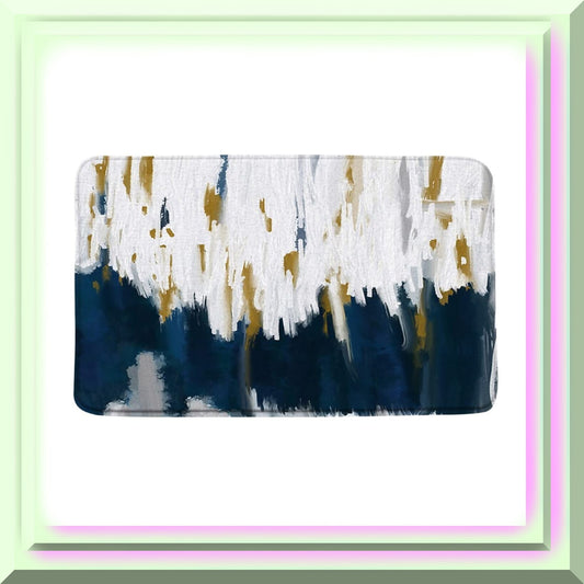 Navy Blue Gold Bathroom Mat 24x36 inches