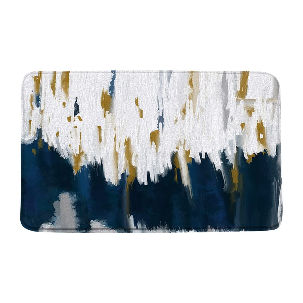 Navy Blue Gold Bathroom Mat 24x36 inches