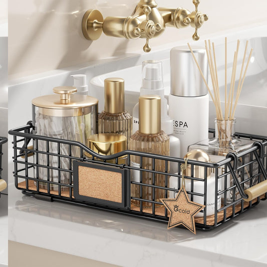 Bathroom Organizer Basket Black 11.8" x 5.9" x 3.2"