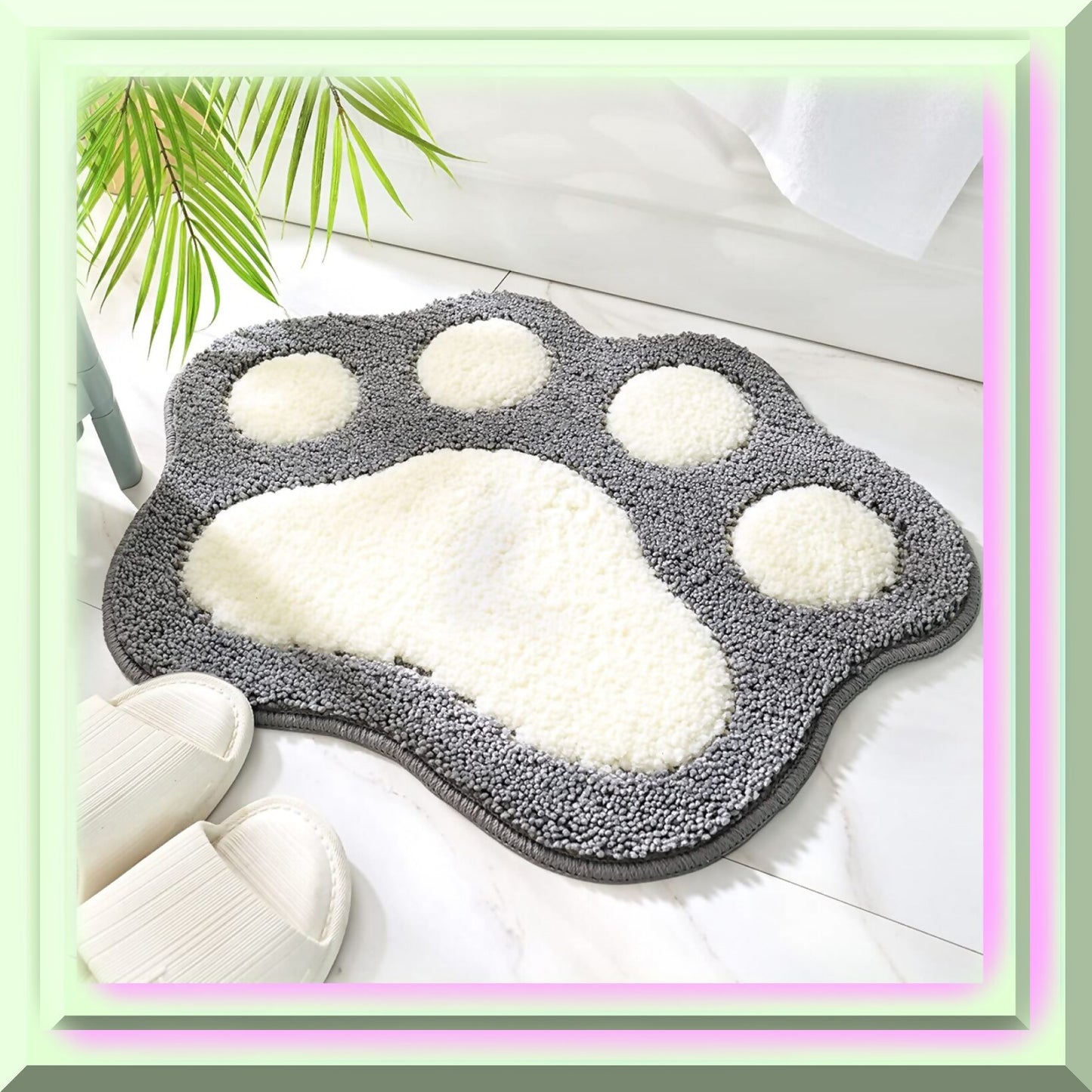 Paw Shaped Gray Bath Mat 17x23