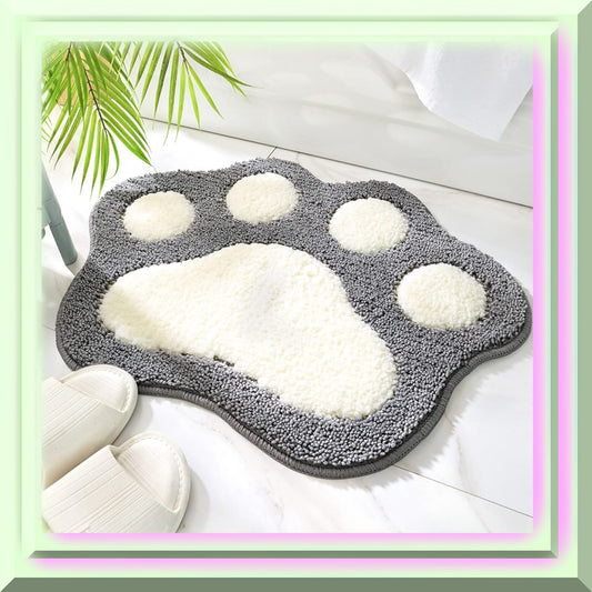 Paw Shaped Gray Bath Mat 17x23