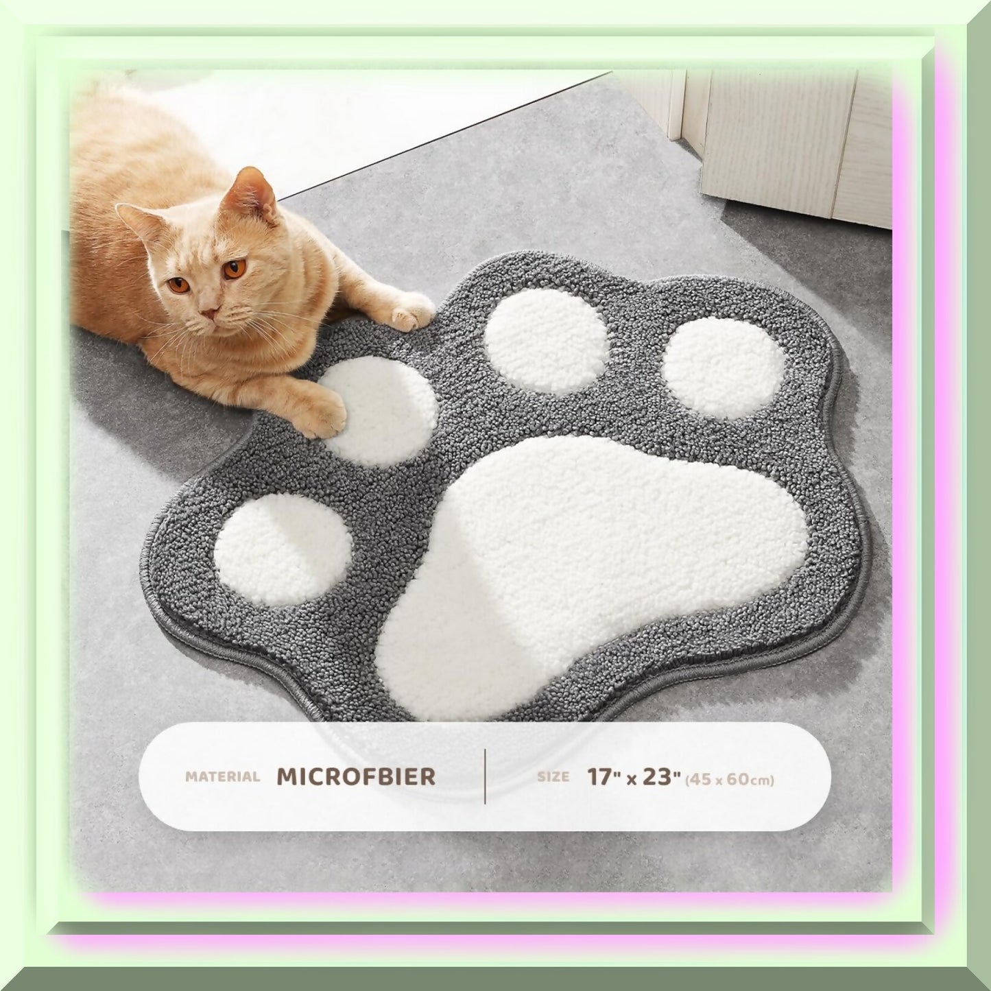 Paw Shaped Gray Bath Mat 17x23