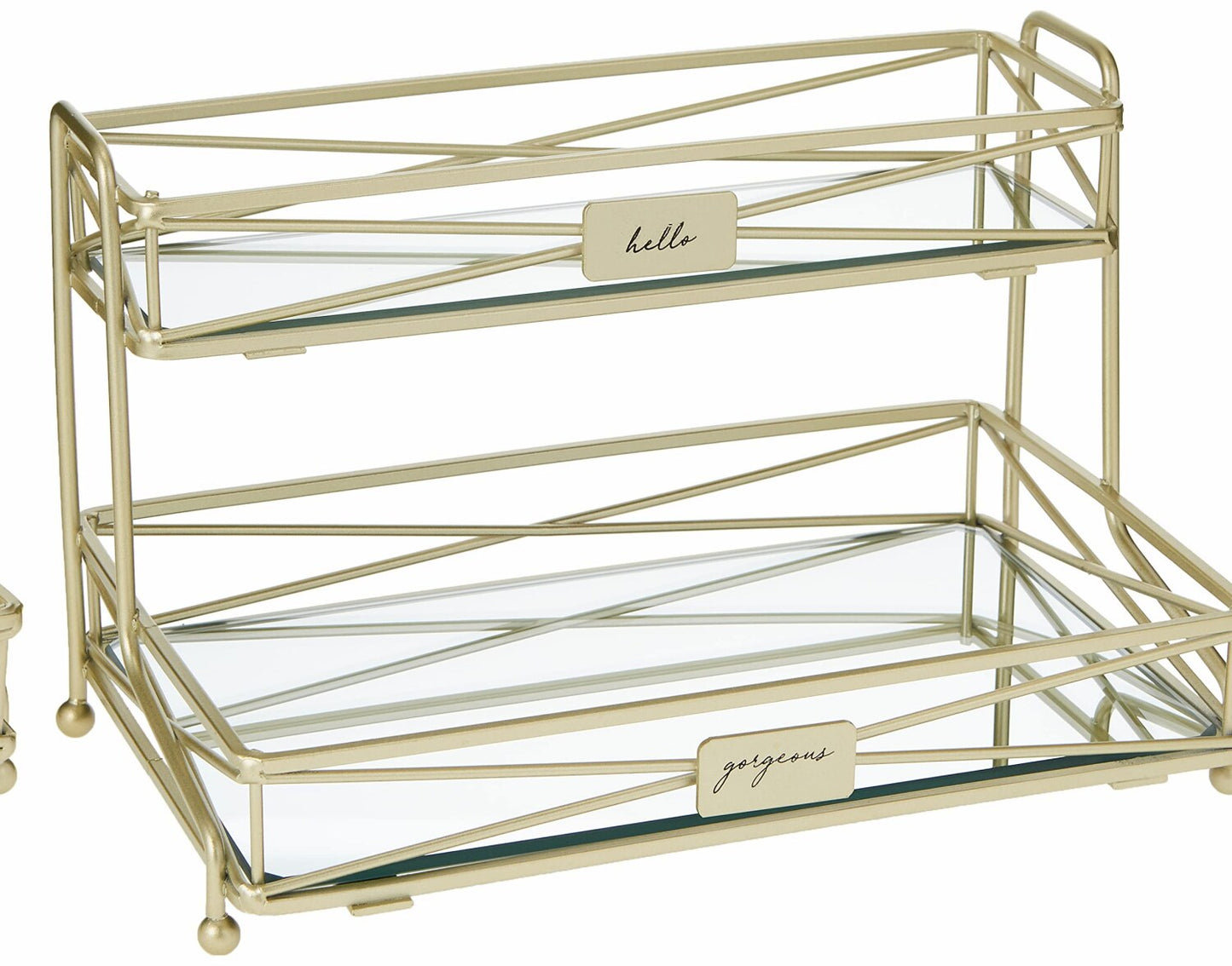 2 Tier Mirrored Cosmetic Organizer Gold