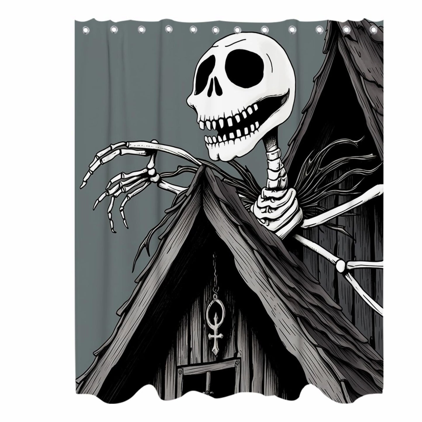 Skull Moonlight Bathroom Shower Curtain 72x72 inch