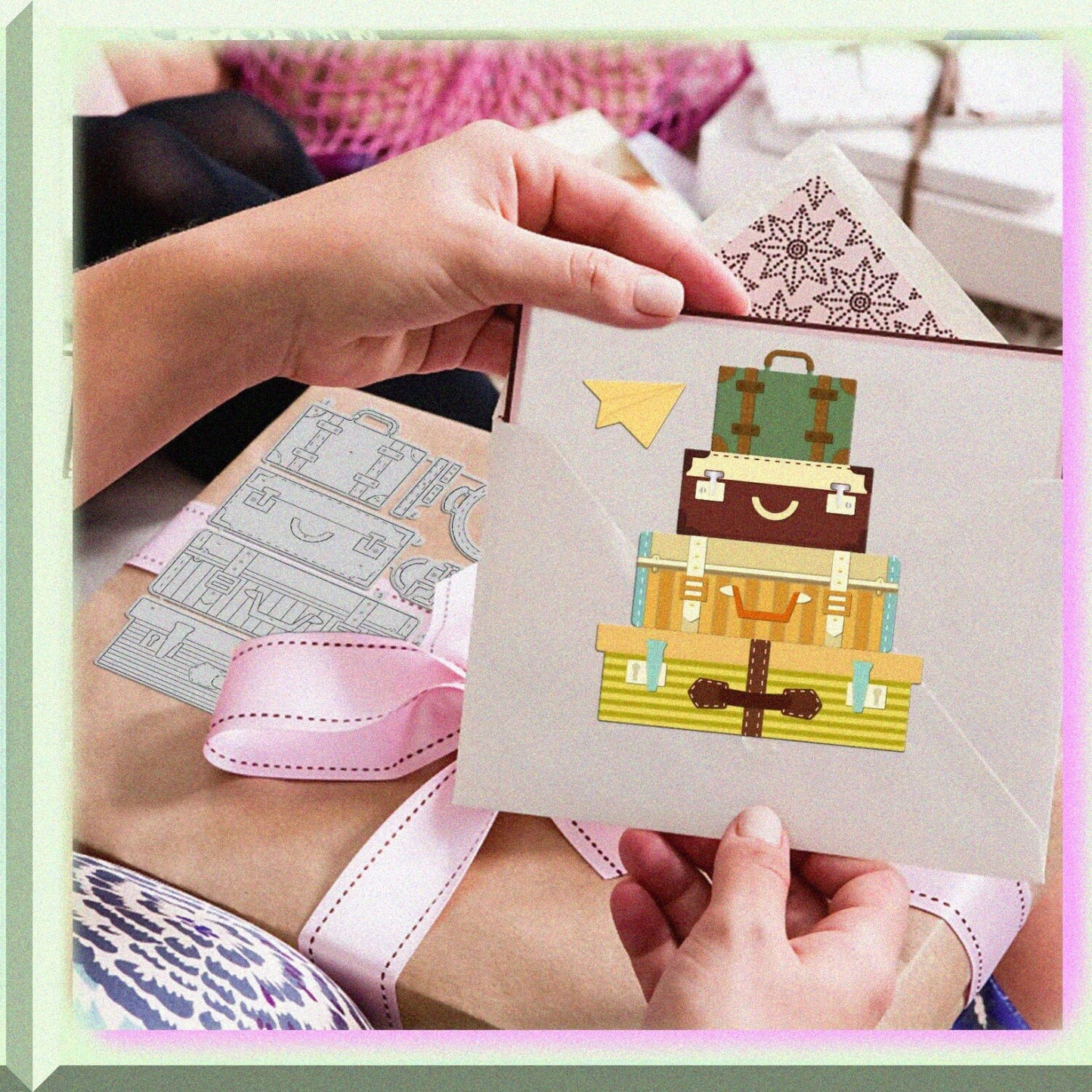 11 Pcs Suitcase Metal Cutting Dies for Card Scrapbooking Embossing