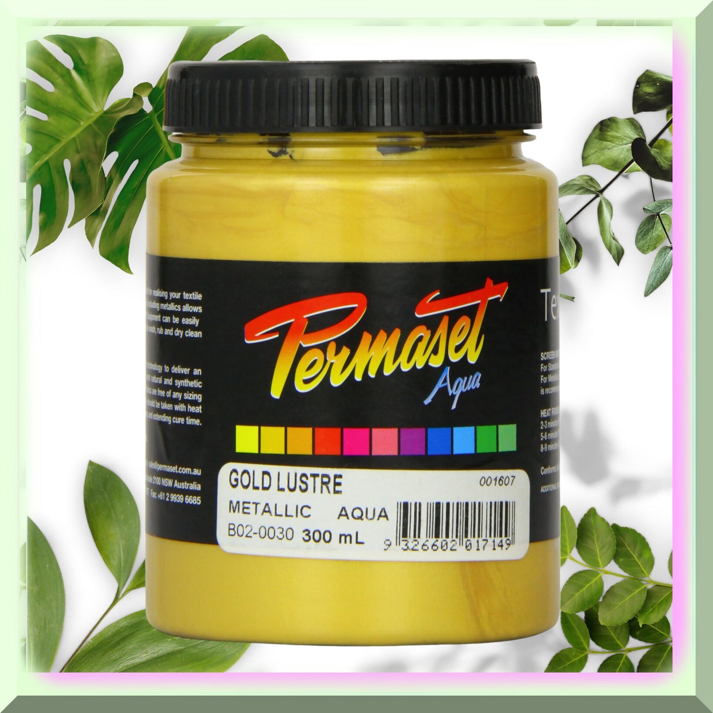 AquaGlow 300ml Fabric Screen Printing Ink Gold Luster