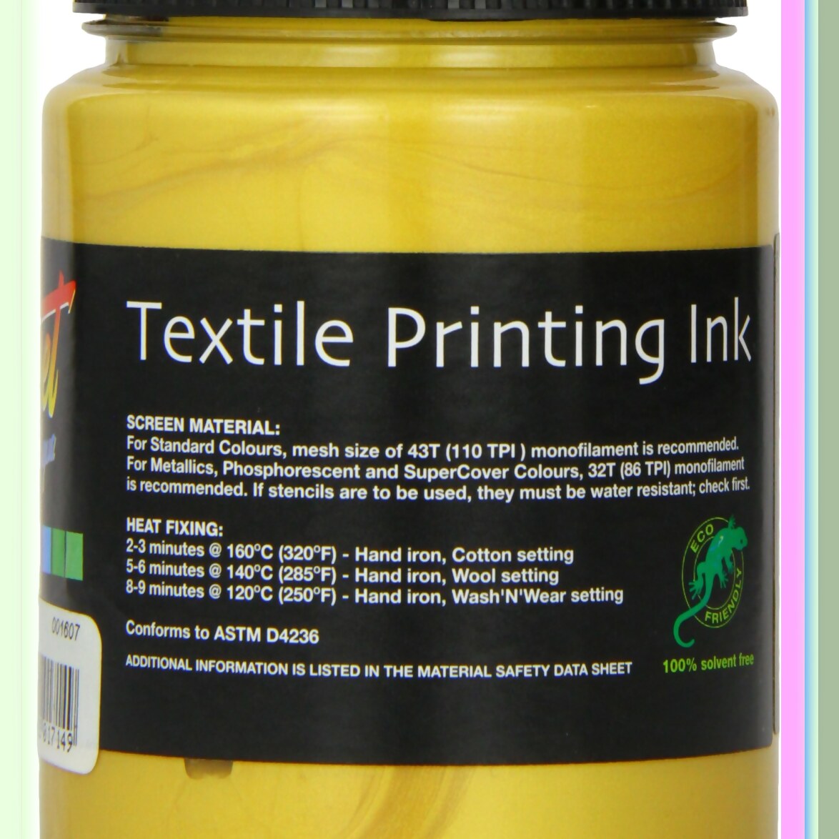 AquaGlow 300ml Fabric Screen Printing Ink Gold Luster
