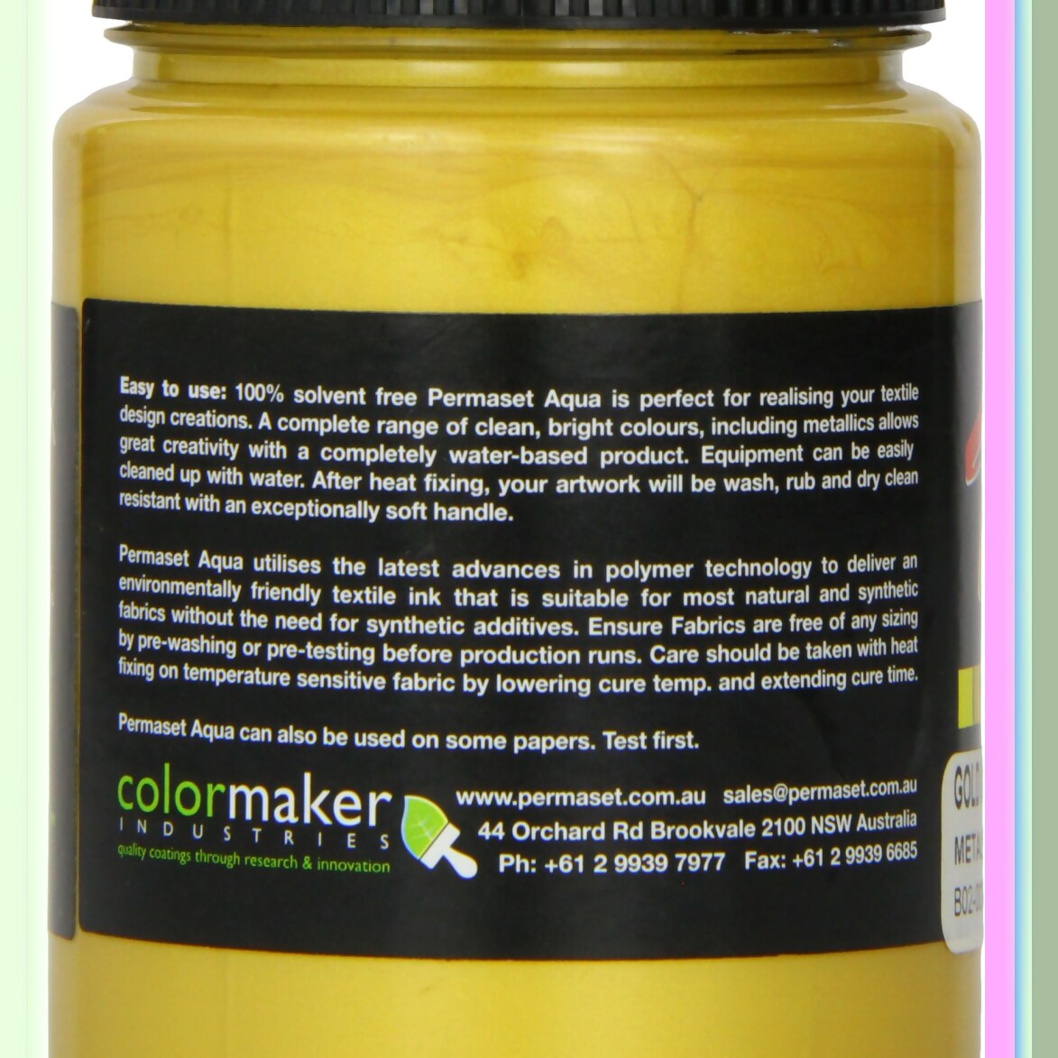 AquaGlow 300ml Fabric Screen Printing Ink Gold Luster