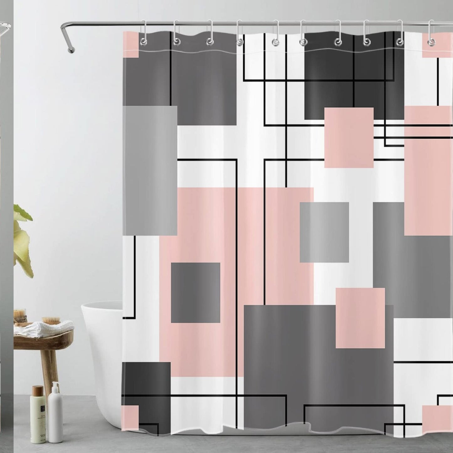 Black and White Geometric Shower Curtain 60x72 inch