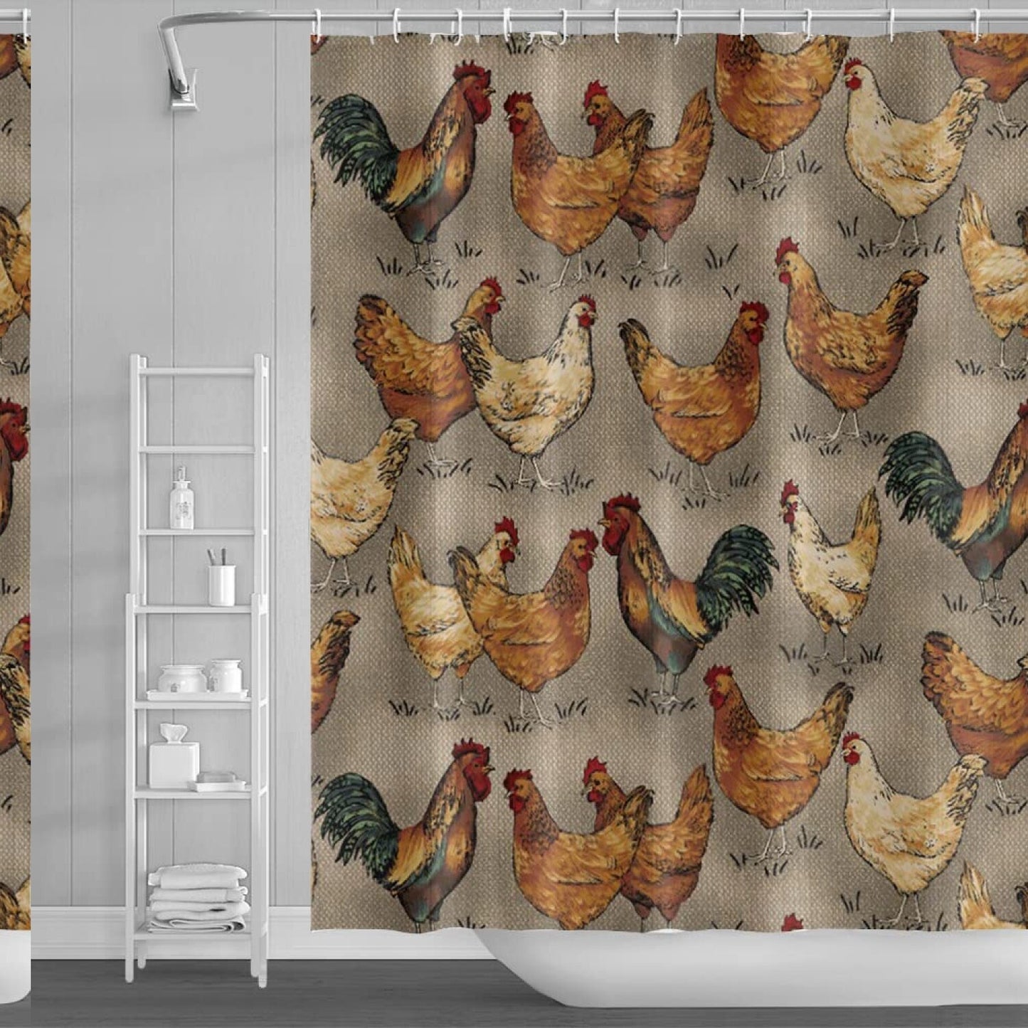 48x72 Inch Rustic Farmhouse Animal Shower Curtain