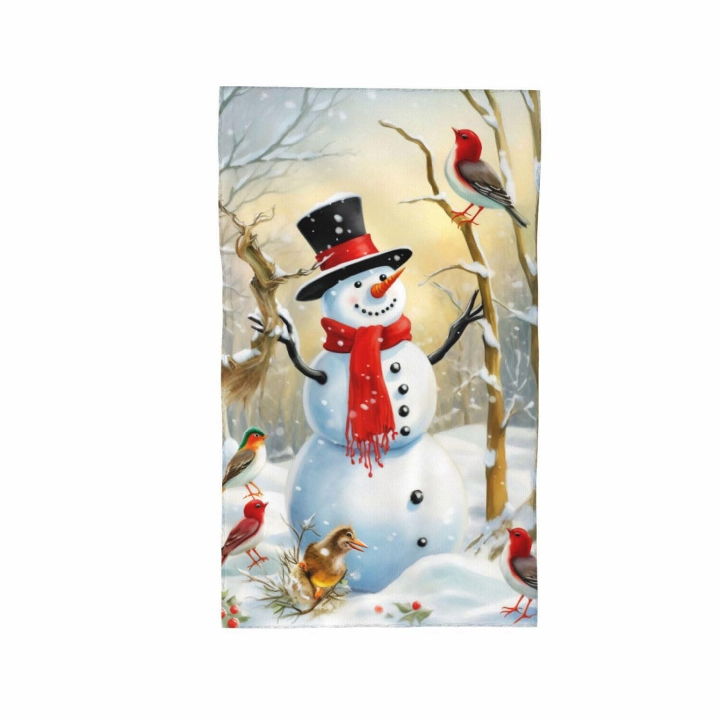 Birds Snowman Hand Towel 27.5" x 16" Microfiber