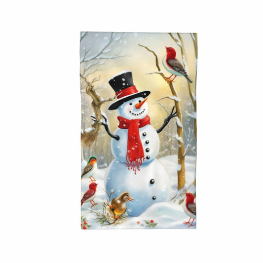 Birds Snowman Hand Towel 27.5" x 16" Microfiber