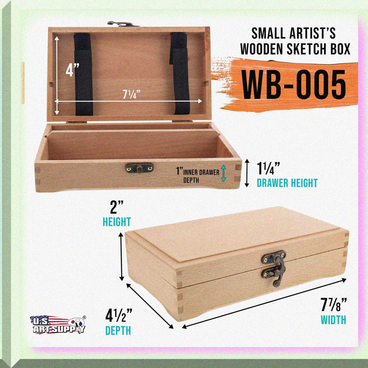 Small Beechwood Artist Tool & Brush Storage Box