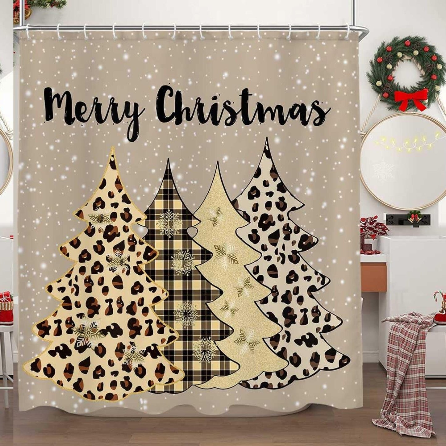 Merry Xmas Snowflake Shower Curtain 72x72