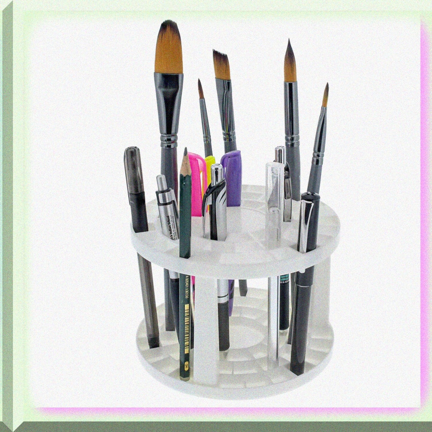 Round 50 Hole Paint Brush and Tool Organizer Rack