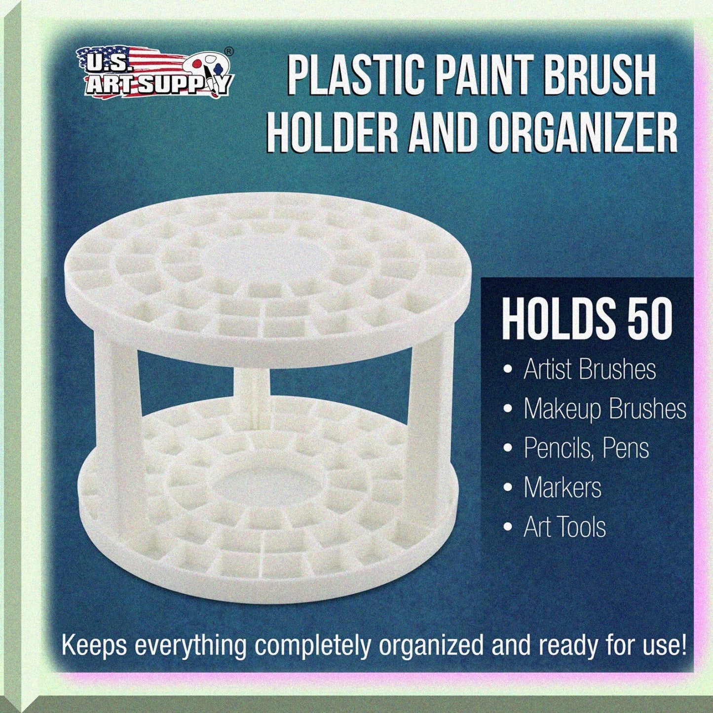 Round 50 Hole Paint Brush and Tool Organizer Rack