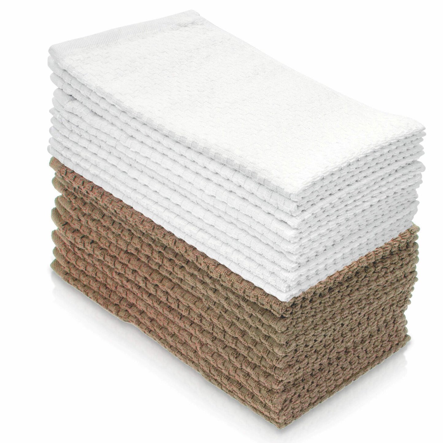 Cotton Hand Towels Taupe/White 10 Pack