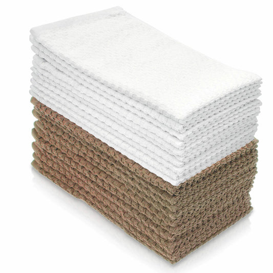 Cotton Hand Towels Taupe/White 10 Pack