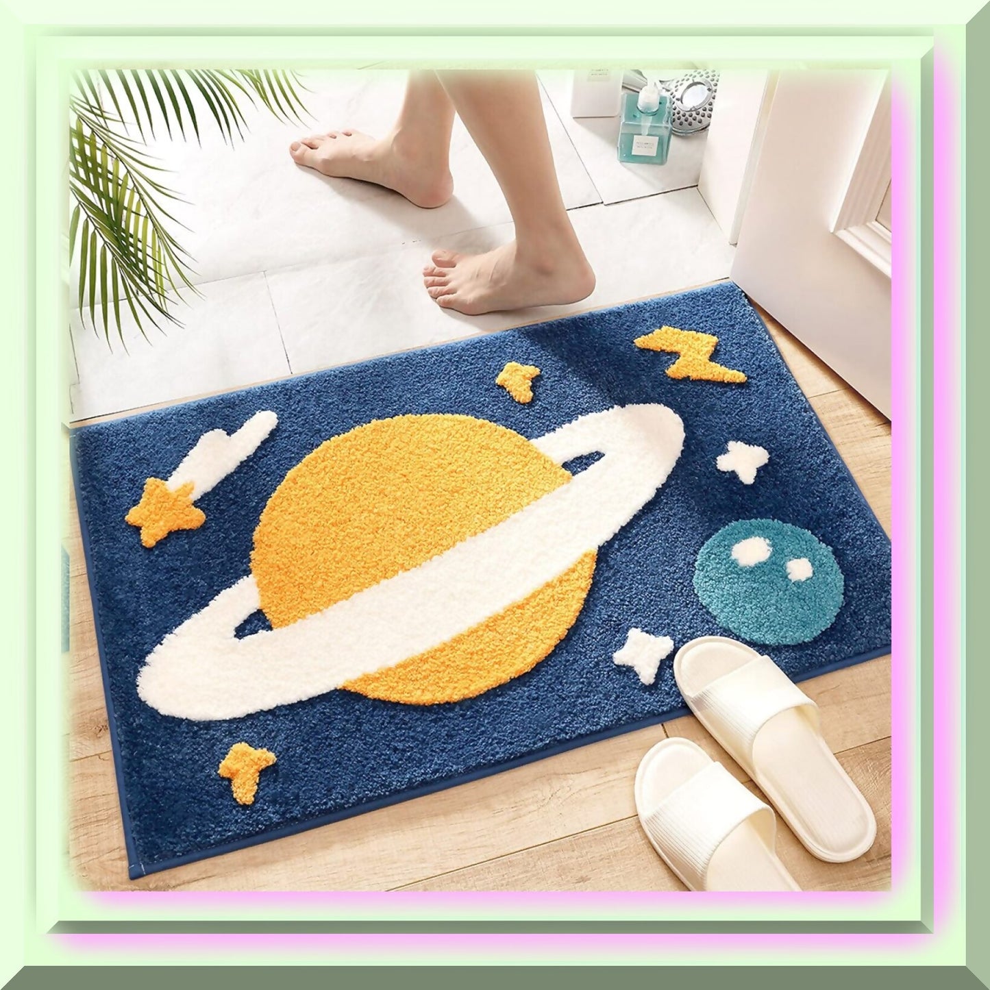 Space Bathroom Rug 16x24 Microfiber Non-Slip