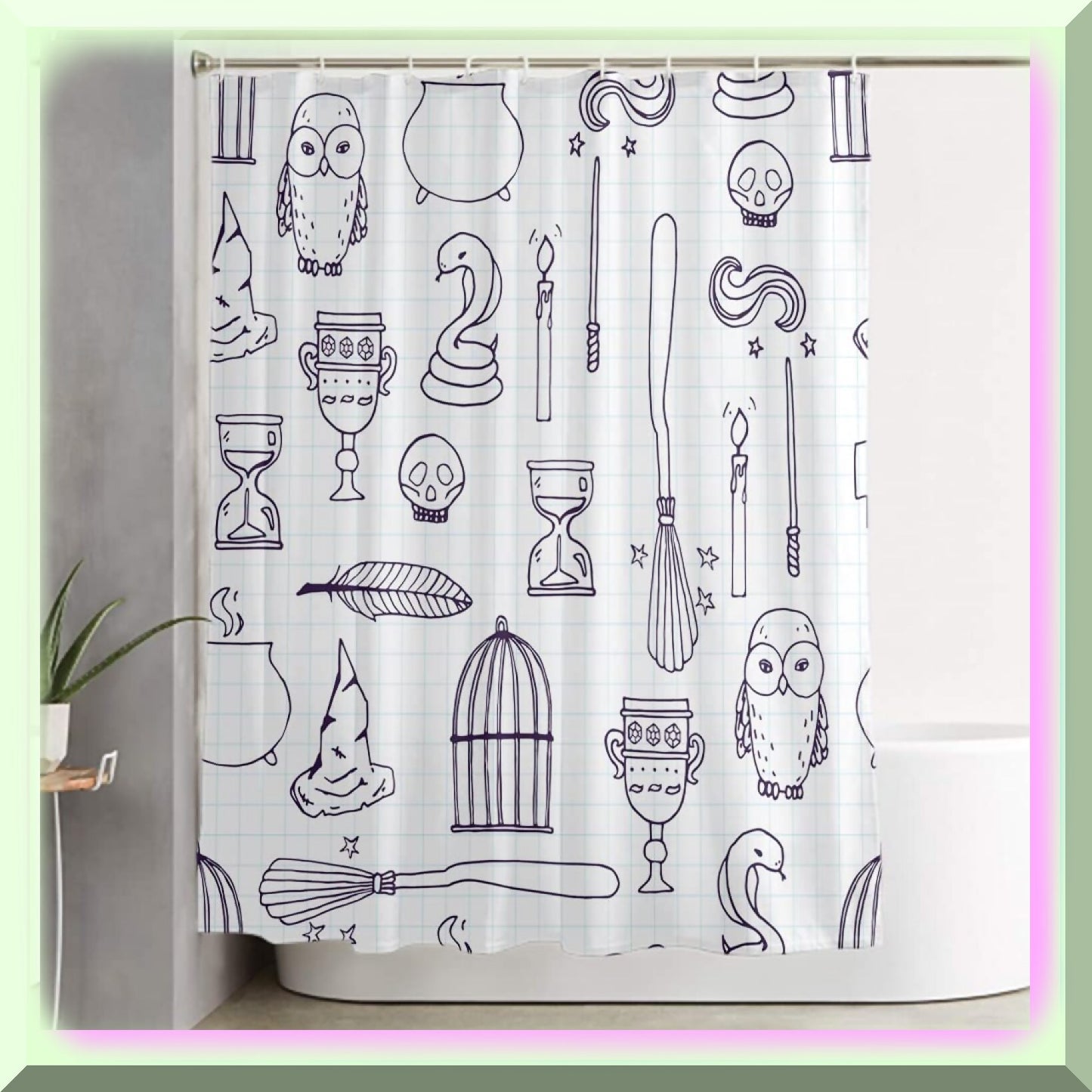 4 Pcs Bathroom Shower Curtain Set with Rugs and Cover