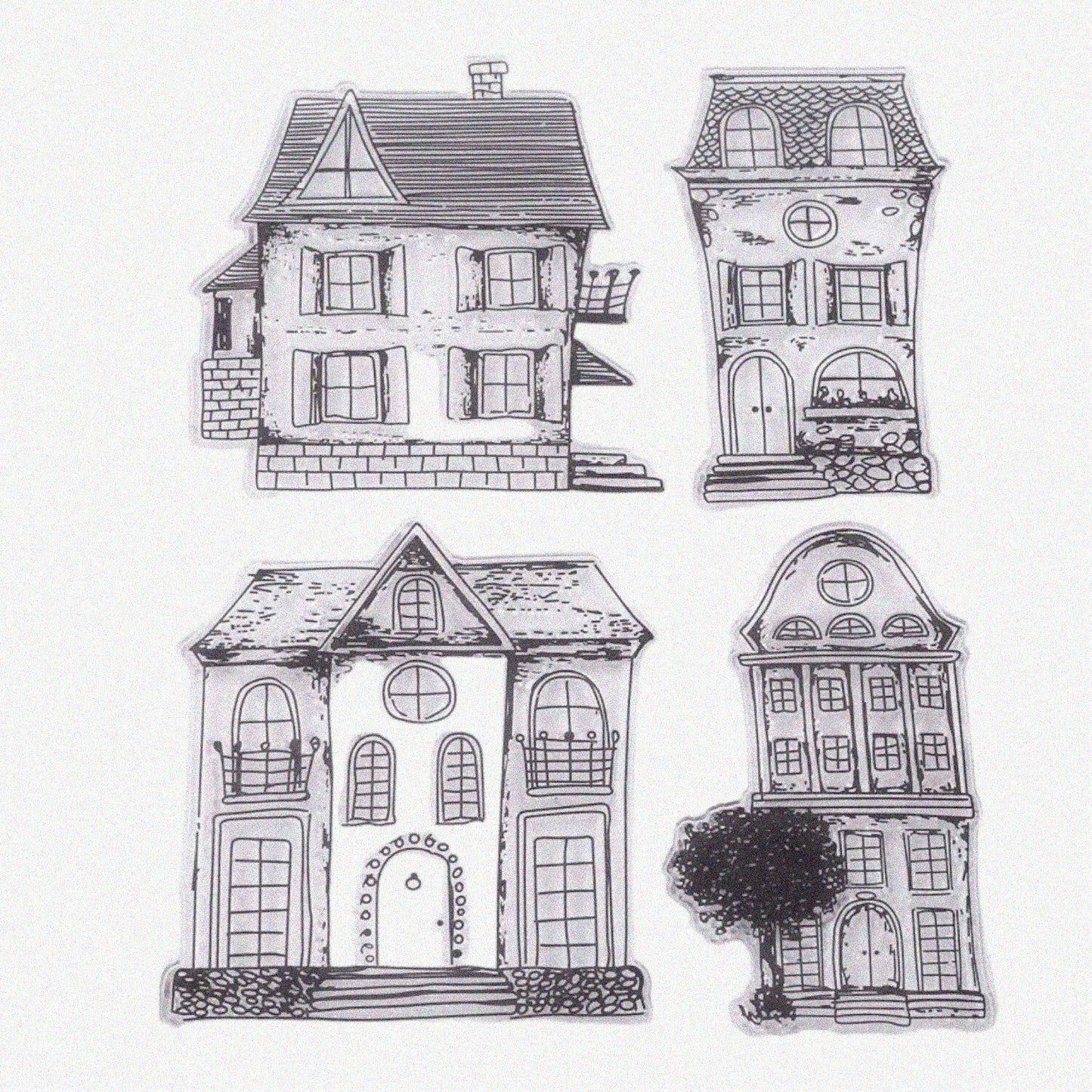 Acrylic Blocks Stamps Set with House Patterns