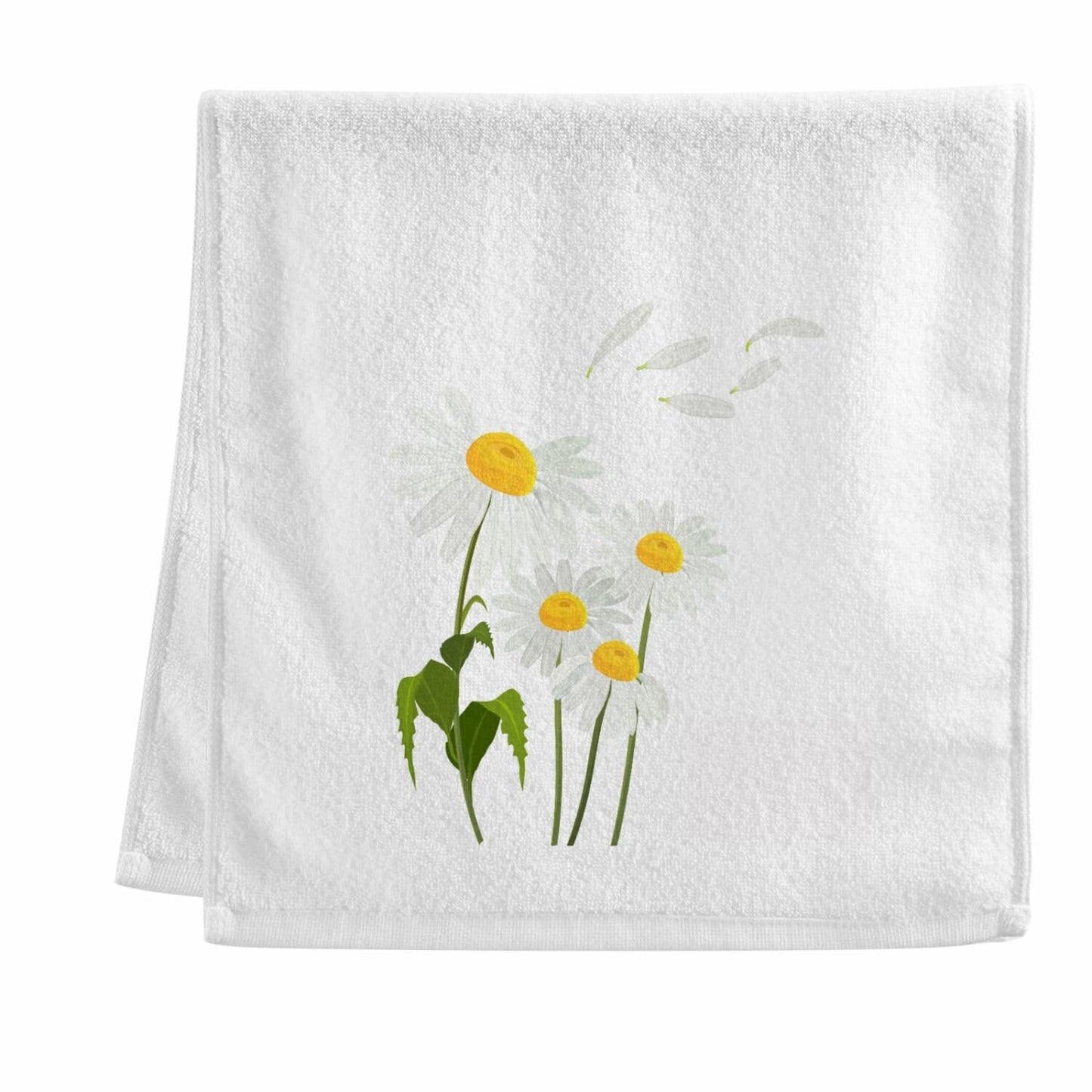 100% Cotton Towels White Yellow Daisy Cartoon 16x30 In