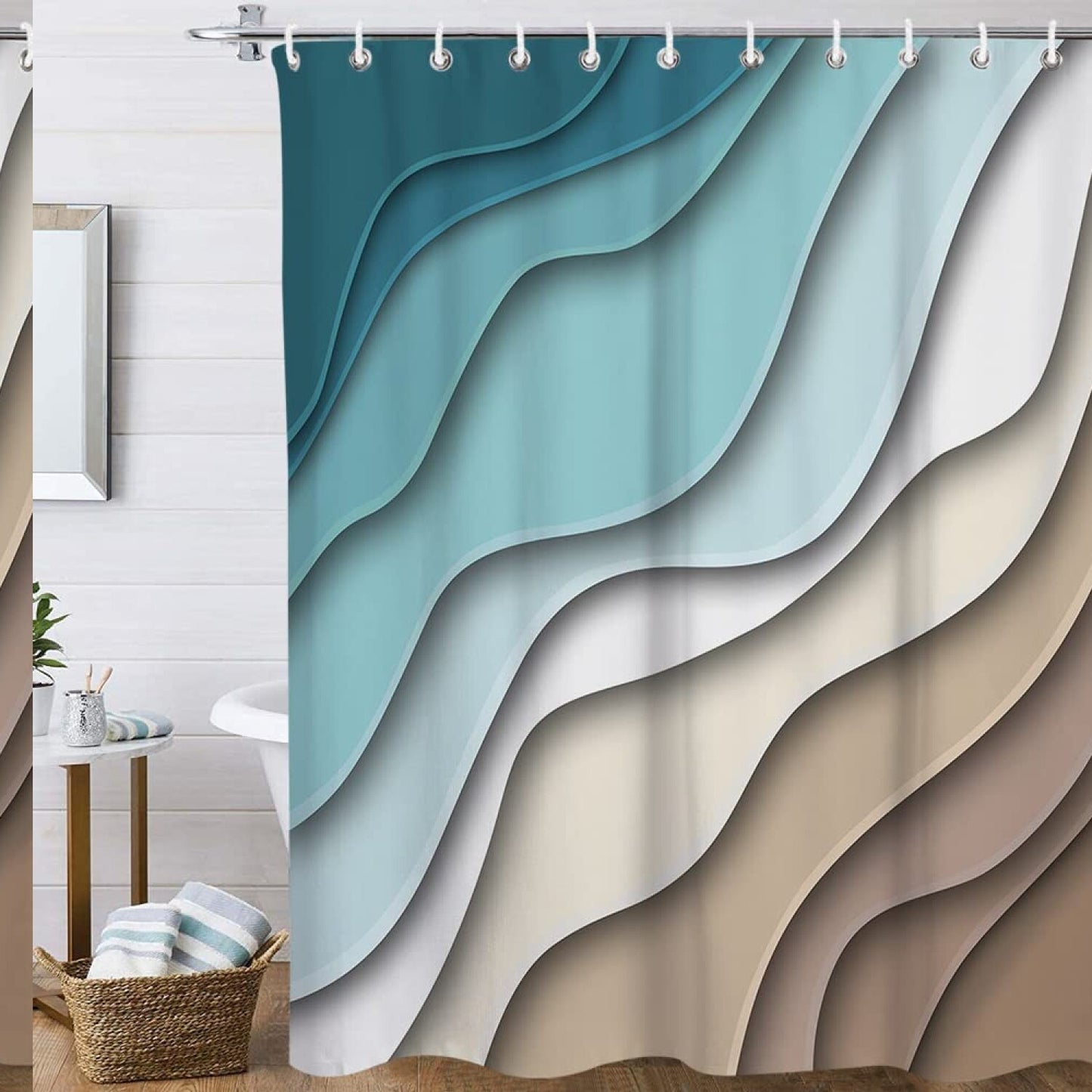 Geometric Ocean Shower Curtain 72x72 Inch
